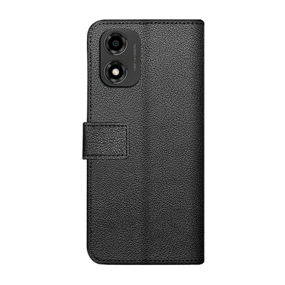 Cazy Hoesje geschikt voor Motorola Moto G04/G04s/G24 - Bookcase Classic met Pasjeshouder - Zwart