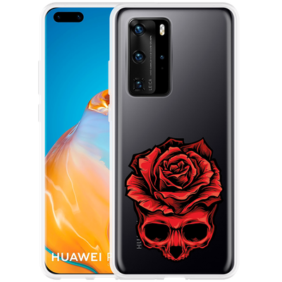 Cazy Hoesje geschikt voor Huawei P40 Pro - Red Skull