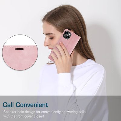 Hoesje geschikt voor iPhone 13 - CASEME Retro Telefoonhoesje met Portemonnee - Roze