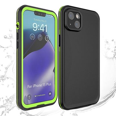Cazy Hoesje geschikt voor iPhone 15 Plus - Waterdicht Hoesje - Zwart/Groen