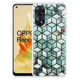 Hoesje geschikt voor Oppo Reno8 T 4G Groen Hexagon Marmer