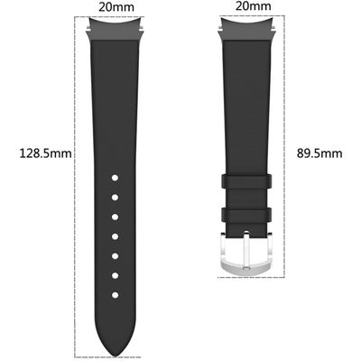 Cazy Bandje geschikt voor Samsung Galaxy Watch 6 / 5 / 4 - Perfect Fit Leder Watchband - Zwart