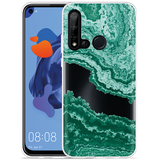 Cazy Hoesje geschikt voor Huawei P20 Lite 2019 - Turquoise Marble Art