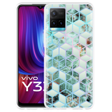 Hoesje geschikt voor vivo Y33s - Groen Hexagon Marmer