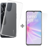 Soft TPU Hoesje + Tempered Glass Protector geschikt voor Oppo A78 5G - Transparant