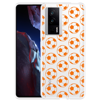 Cazy Hoesje geschikt voor Poco F5 Pro Orange Soccer Balls