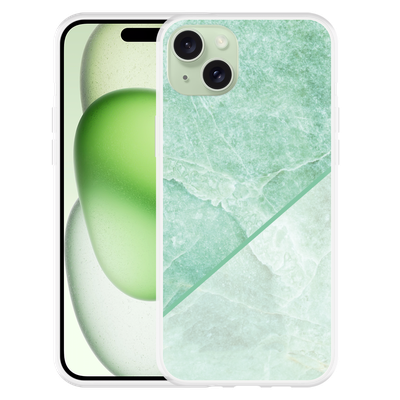 Cazy Hoesje geschikt voor iPhone 15 Plus Green Marble