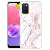 Hoesje geschikt voor Samsung Galaxy A03s - White Pink Marble