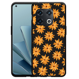 Hoesje Zwart geschikt voor OnePlus 10 Pro - Oranje Bloemen