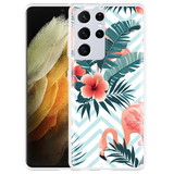 Hoesje geschikt voor Samsung Galaxy S21 Ultra - Flamingo Flowers