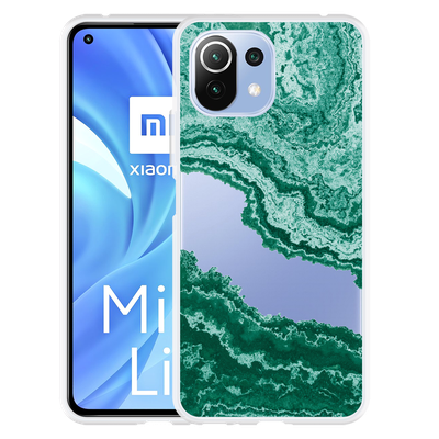Cazy Hoesje geschikt voor Xiaomi Mi 11 Lite - Turquoise Marble Art