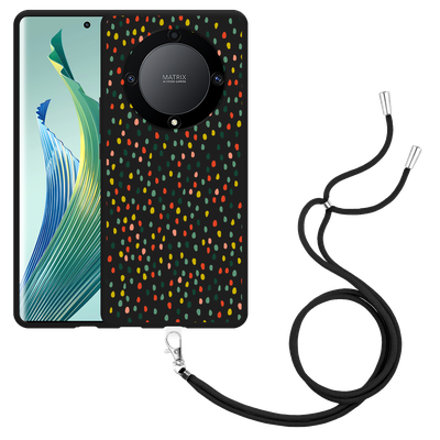 Cazy Hoesje met koord Zwart geschikt voor Honor Magic5 Lite Happy Dots