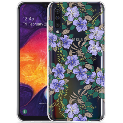 Cazy Hoesje geschikt voor Samsung Galaxy A50 - Purple Flowers