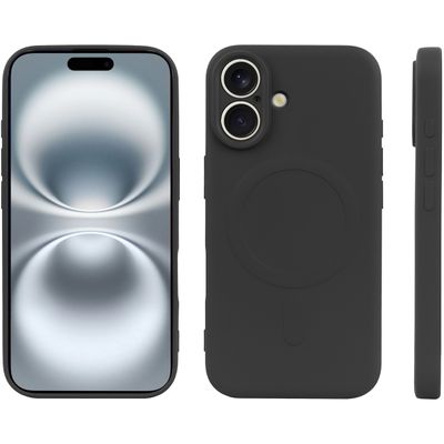 Cazy Soft Color TPU Hoesje geschikt voor iPhone 16 Plus - met Magnetische Ring - geschikt voor Magsafe - Zwart