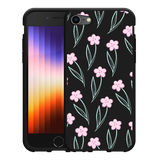Hoesje Zwart geschikt voor iPhone 7/8 Roze Bloemetjes