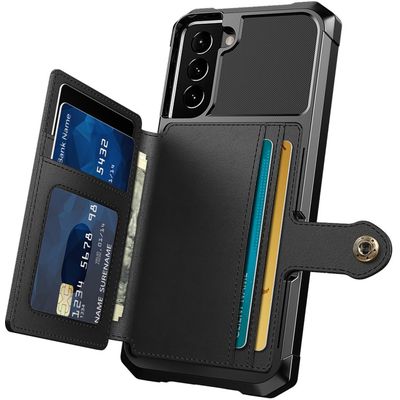 Cazy Magnetic Card Hoesje geschikt voor Samsung Galaxy S22 - Zwart