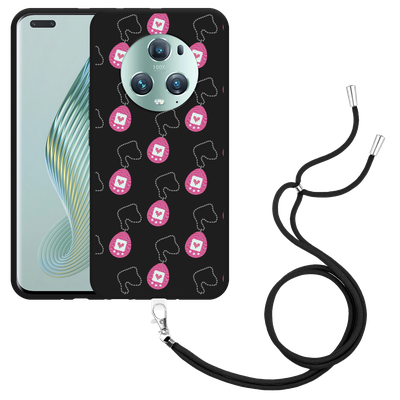 Cazy Hoesje met koord Zwart geschikt voor Honor Magic5 Pro Tamagotchi