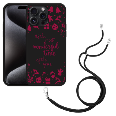 Cazy Hoesje met koord Zwart geschikt voor iPhone 15 Pro Max Most Wonderful Time