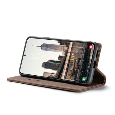 Samsung Galaxy S22+ Hoesje - CASEME Retro Telefoonhoesje met Portemonnee - Coffee