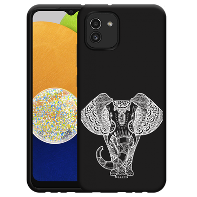 Cazy Hoesje Zwart geschikt voor Samsung Galaxy A03 - Mandala Elephant