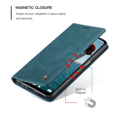 CASEME Samsung Galaxy A12 Retro Wallet Case - Blauw