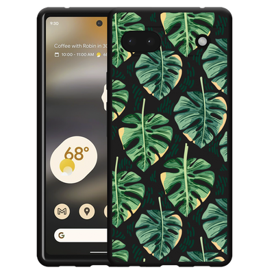 Cazy Hoesje Zwart geschikt voor Google Pixel 6a - Palm Leaves Large