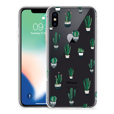 Cazy Hoesje geschikt voor iPhone Xs - Green Cactus