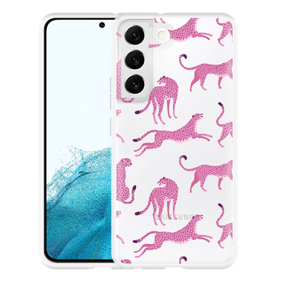 Cazy Hoesje geschikt voor Samsung Galaxy S22 - Roze Cheeta's