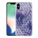 Hoesje geschikt voor iPhone X - Paars Hexagon Marmer