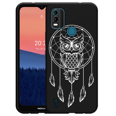 Cazy Hoesje Zwart geschikt voor Nokia C21 Plus - Dream Owl Mandala