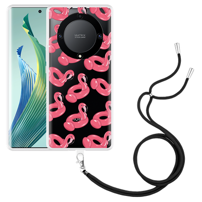 Cazy Hoesje met koord geschikt voor Honor Magic5 Lite Inflatable Flamingos