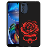 Hoesje Zwart geschikt voor Motorola Moto E32 - Red Skull