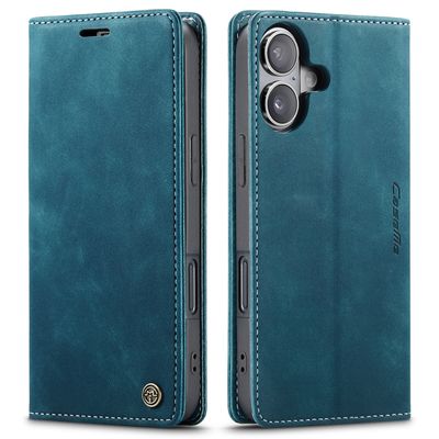 Caseme Hoesje geschikt voor iPhone 16 - Retro Wallet Case - Blauw