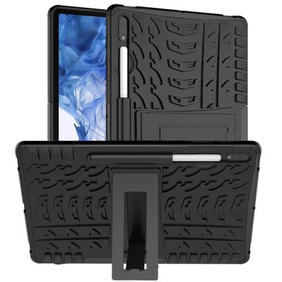 Cazy Rugged Hybrid Hoes geschikt voor Samsung Galaxy Tab S8+ - Zwart