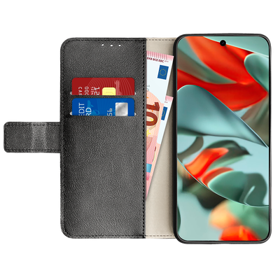 Cazy Hoesje geschikt voor Google Pixel 9 Pro XL - Bookcase Classic met Pasjeshouder - Zwart