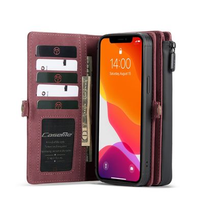 Caseme Hoesje geschikt voor iPhone 13 Pro - Luxe Leren Portemonnee Hoesje - Rood