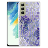 Hoesje geschikt voor Samsung Galaxy S21 FE - Paars Hexagon Marmer