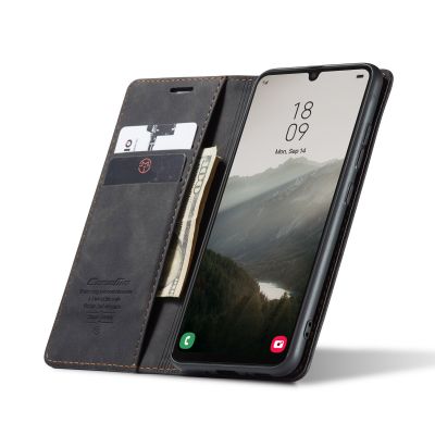 Samsung Galaxy A34 Hoesje - CASEME Retro Telefoonhoesje met Portemonnee - Zwart
