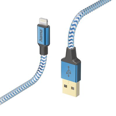 Hama Reflective USB-A naar Lightning Kabel - MFI-gecertificeerd - 150cm - Blauw