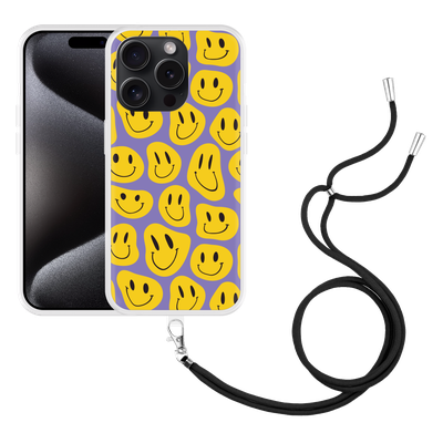 Cazy Hoesje met koord geschikt voor iPhone 15 Pro Smileys