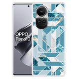 Hoesje geschikt voor Oppo Reno10 Pro 5G Blauw Marmer Patroon