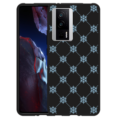 Cazy Hoesje Zwart geschikt voor Poco F5 Pro Snowflake Pattern