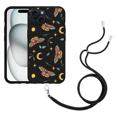 Cazy Hoesje met koord Zwart geschikt voor iPhone 15 Magisch Patroon