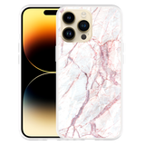 Hoesje geschikt voor iPhone 14 Pro Max - White Pink Marble