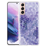 Hoesje geschikt voor Samsung Galaxy S21 - Paars Hexagon Marmer
