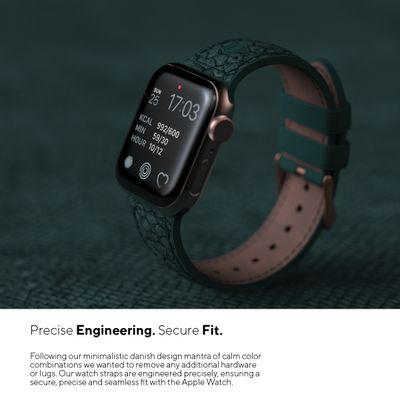 Njord Collections Zalm Leder Smartwatchband geschikt voor Apple Watch 44mm/45mm/Ultra - Groen