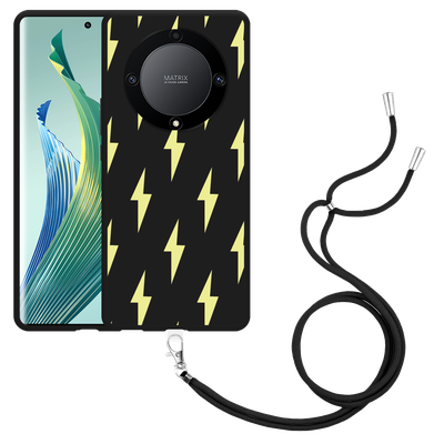 Cazy Hoesje met koord Zwart geschikt voor Honor Magic5 Lite Lightning