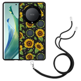 Hoesje met koord Zwart geschikt voor Honor Magic5 Lite Sunflowers