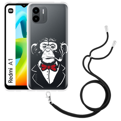 Cazy Hoesje met koord geschikt voor Xiaomi Redmi A1 Smoking Chimp