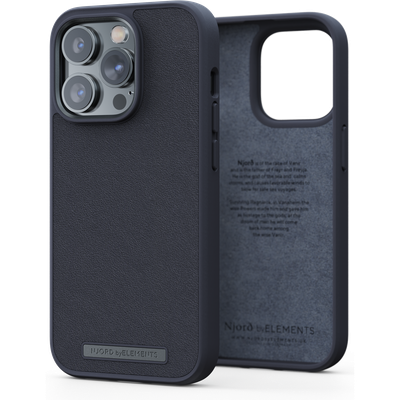 Njord Collections Lederen Hoesje geschikt voor iPhone 14 Plus - Genuine Leather - 2M Valbescherming - Zwart